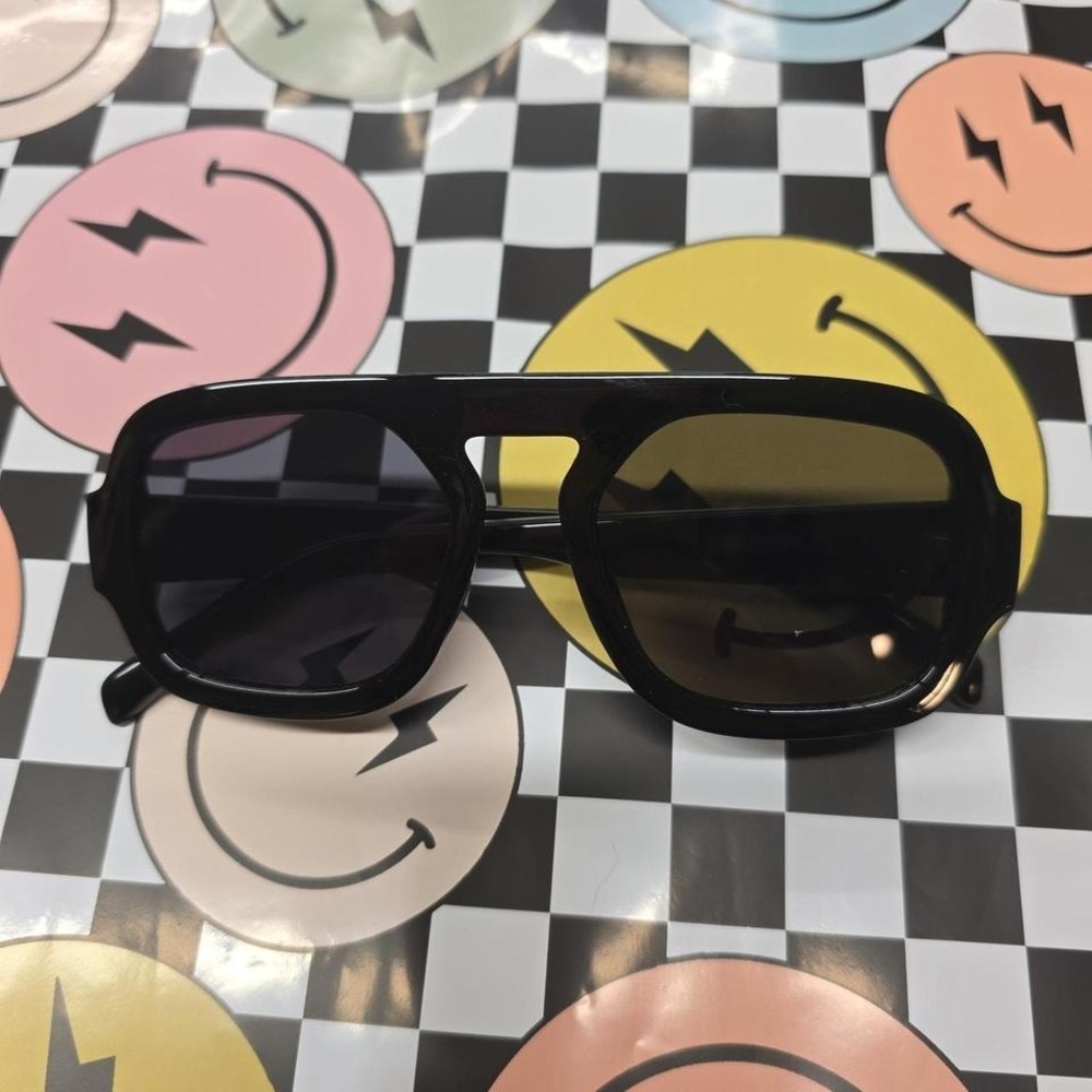 Oversized Square Sunglasses Black Frame Dark Lenses Fashion Eyewear
